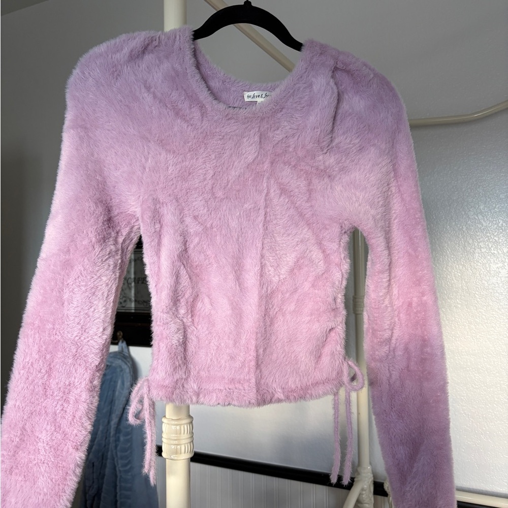 For Love And Lemons Lilac Fuzzy Sweater